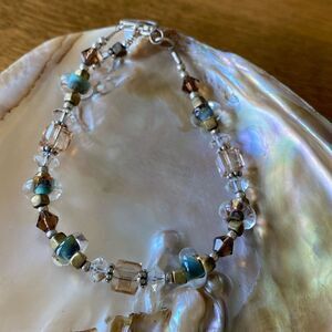 Sterling silver & crystal bead bracelet